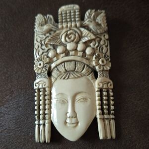 Chinese Carved Ivory Mask, depicting a female face